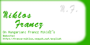 miklos francz business card